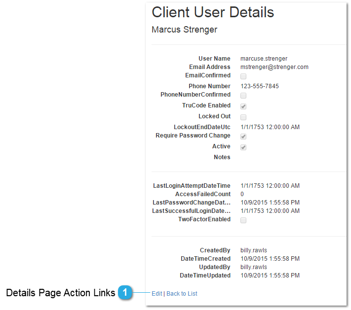 Client User Details